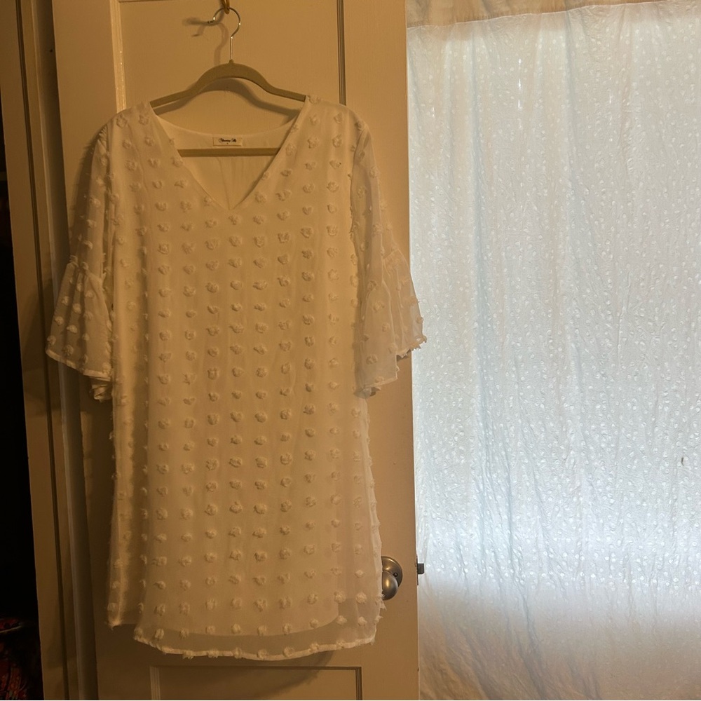 White Textured Shift Dress